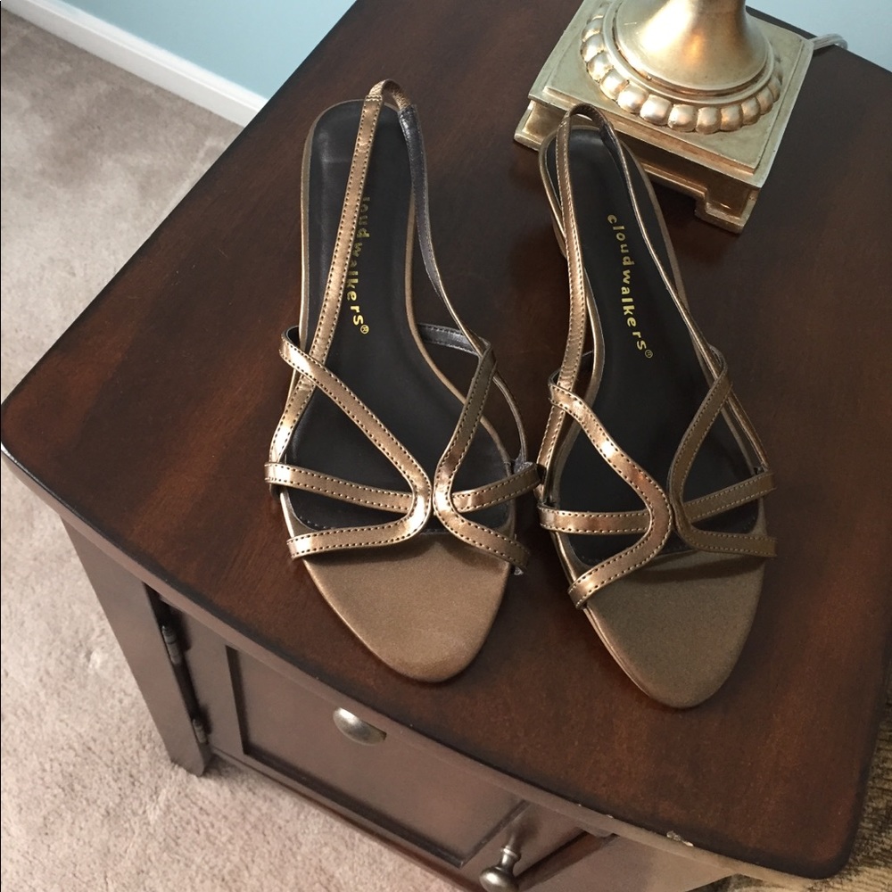 Strappy, copper colored sandals